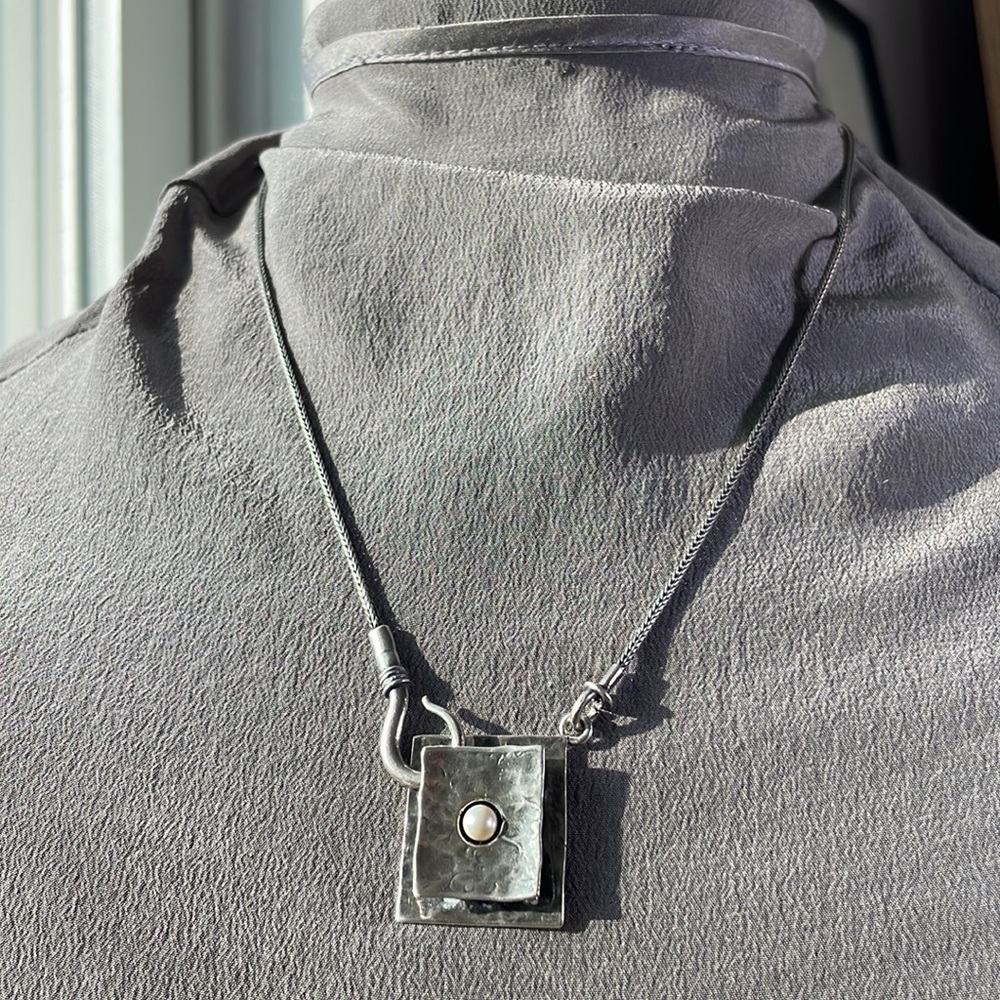 SILPADA x DIDAE Vintage Sterling & Pearl Brutalist / Modernist Hook Clasp - Picture 6 of 16